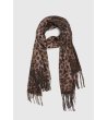 Дамски кафяв шал с леопардови шарки -0 снимка