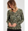 Дамска блуза в зелено с флорален принт-4 снимка