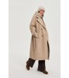 Дамско бежово палто с колан -0 снимка