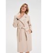 Дамско бежово палто с колан-0 снимка