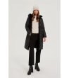 Дамско черно яке с ефектна качулка-3 снимка