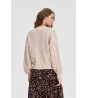 Дамски бежов пуловер с плетка-1 снимка