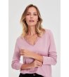 Дамски розов пуловер с дантела-3 снимка