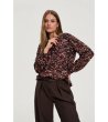 Дамска блуза с принт в черно, бежово и бордо-3 снимка
