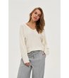 Дамски пуловер в цвят слонова кост-1 снимка