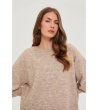 Дамски бежов пуловер с широки ръкави-2 снимка