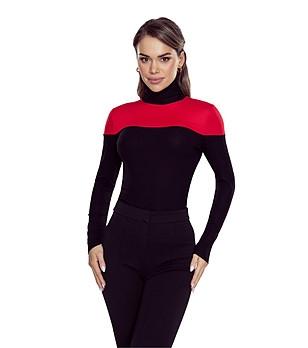 Дамска блуза в черно и червено MIKA снимка