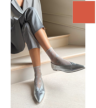 Дамски чорапи в цвят корал 20 DEN AMY със звезди снимка