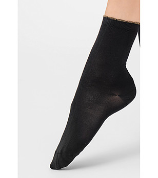 Черно-златисти дамски чорапи с лурекс AURELIA снимка