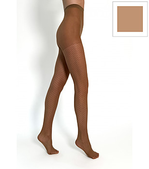 Чорапогащник BEATRICE в цвят коняк с точки и микро ромбове снимка