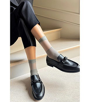 Сиво-сребристи дамски чорапи с лурексови ленти BIANCA снимка