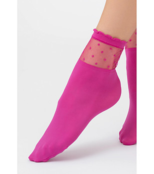 Чорапи в цвят циклама BIBBI с тюл снимка