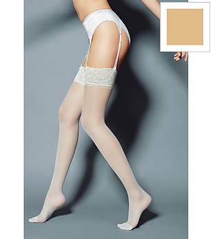 Телесни жартиерни чорапи с дантела 15 DEN CALZE MARY снимка