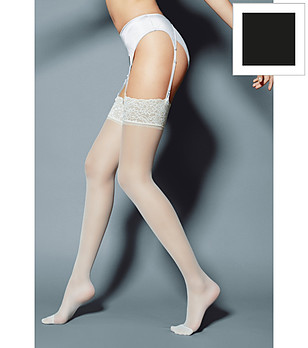 Черни чорапи 15 DEN MARY с дантела снимка