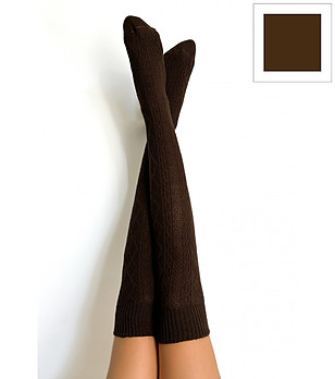 Дамски чорапи в цвят капучино над коляното 120 DEN CORTINA ACRYLICO с мек ластик снимка