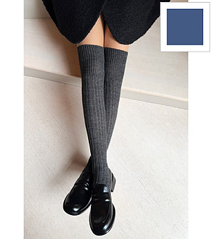 Дамски дълги чорапи в цвят деним с вълна 80 DEN DIUNA снимка