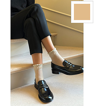 Дамски чорапи в телесен цвят ELVIRA на точки снимка