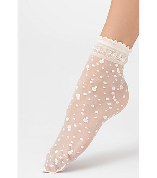 Дамски чорапи в цвят екрю с точки ELVIRA снимка