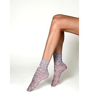 Сини чорапи с флорален мотив FABIENNE снимка