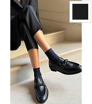 Черни чорапи с флорален мотив FABIENNE снимка