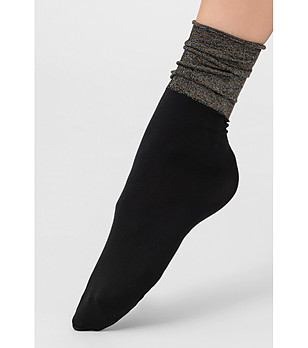 Дамски чорапи в черно с блестящ ефект JASMINE с лурекс маншет снимка