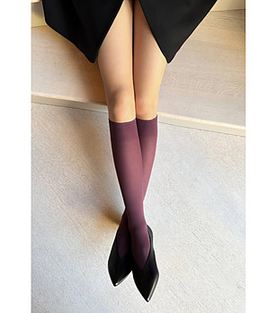 Дамски чорапи до коляното в лилав нюанс 40 DEN KATRIN матови снимка