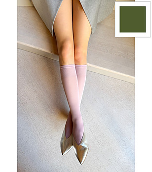 Чорапи до коляното в цвят маслина 40 DEN KATRIN матови снимка