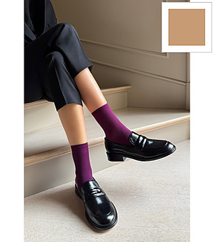 Дамски чорапи в цвят камел 40 DEN KATRIN матови снимка