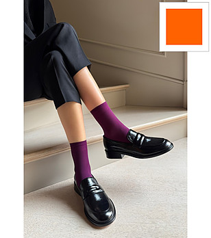 Дамски чорапи в цвят манго 40 DEN KATRIN матови снимка