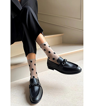 Дамски сребристи чорапи с големи точки KYLIE снимка