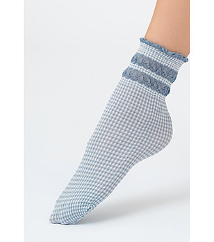 Дамски чорапи в цвят деним LISETTA на каре снимка