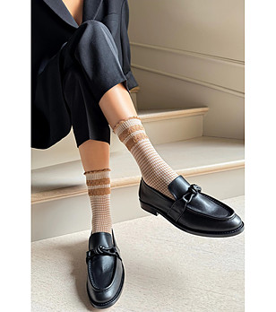 Дамски чорапи в телесен цвят LISETTA с каре и волан снимка