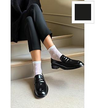 Черни дамски чорапи с панделки LIVIA снимка