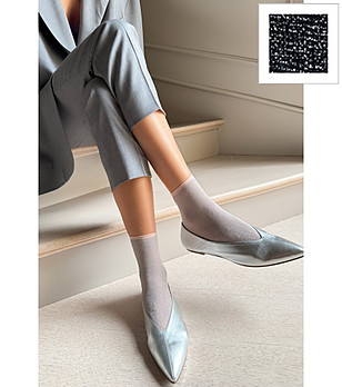 Черно-сребристи чорапи LOUISE с ламе снимка