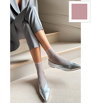 Розови дамски чорапи с блестящ ефект LOUISE снимка