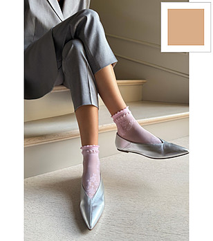 Дамски чорапи в телесен цвят с флорален мотив MAXIMA снимка