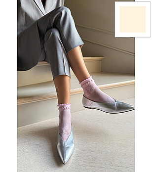 Екрю чорапи с флорален мотив MAXIMA снимка