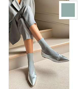 Чорапи в цвят мента MAYA с лурекс снимка