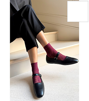 Бели дамски чорапи с флорален мотив MILANO снимка