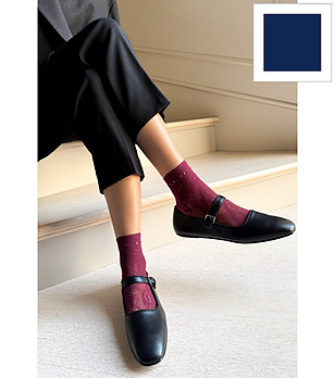 Тъмносини чорапи с ажурни цветя MILANO снимка