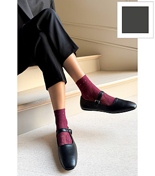 Дамски ажурни чорапи в цвят графит MILANO снимка