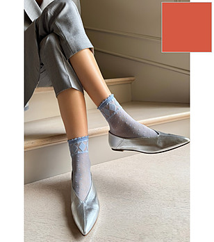 Коралови чорапи MONICA с волан снимка