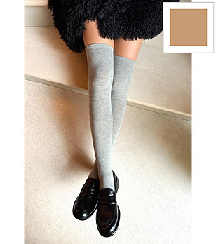 Дамски дълги чорапи в цвят камел 80 DEN NINA снимка