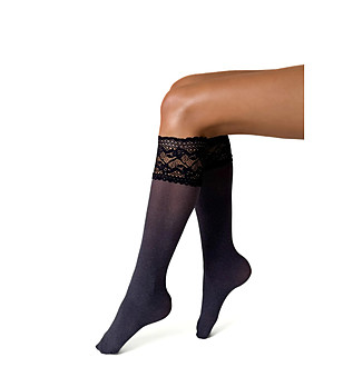 Дамски чорапи 40 DEN ORNELLA в лилаво с дантела снимка