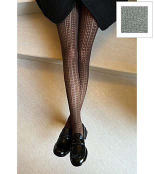 Чорапогащник OTTO в цвят сив меланж 60 DEN с ажурен мотив снимка