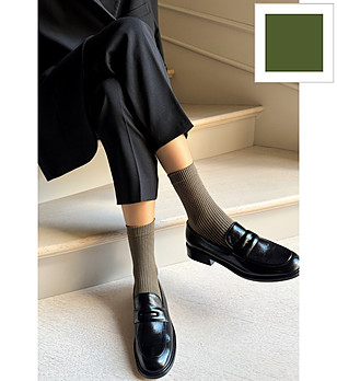 Дамски чорапи в маслинено зелено с пепит PEPITONE снимка