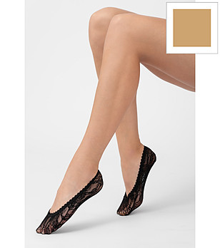 Дамски бежови чорапи терлик PIZZO ROSELINA с дантела снимка