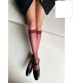 Бели дамски чорапи с точки 20 DEN PUNTINI снимка