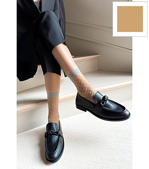 Мрежести чорапки с едра мрежа в цвят визон RETE GRANDI снимка