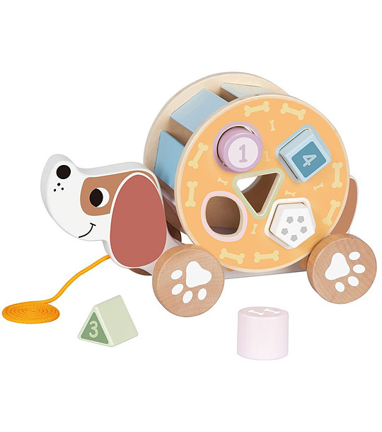 Дървен сортер и играчка за дърпане Куче снимка